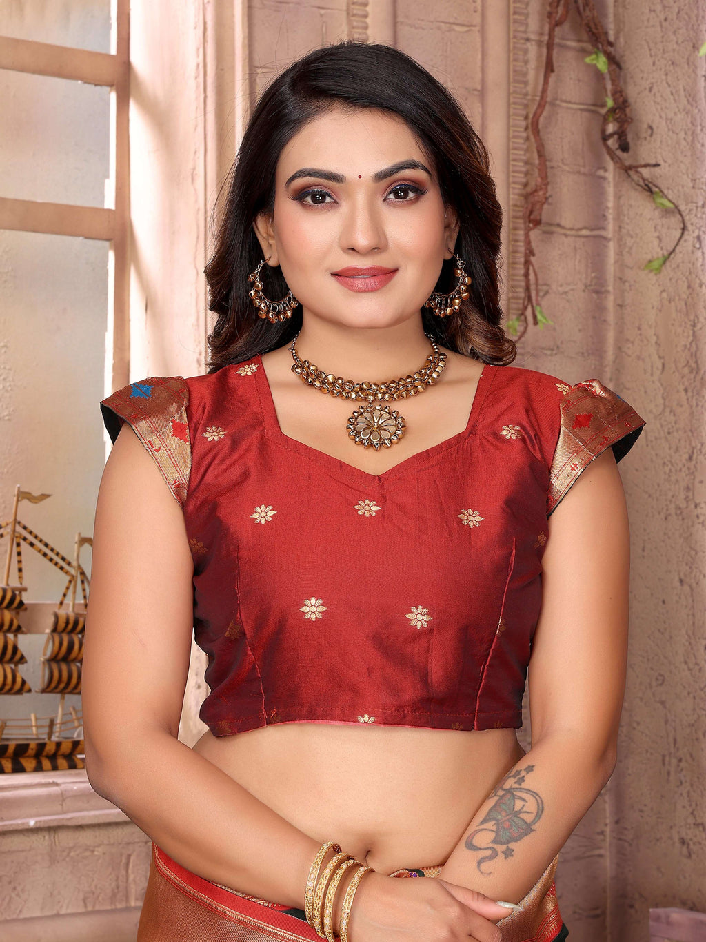 Sonakshi Women's Bottle Green Paithani Silk Zari Woven Traditional Saree with Blouse - Distacart