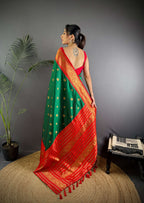 Sonakshi Women's Green Soft Silk Zari Woven Traditional Saree with Blouse - Distacart