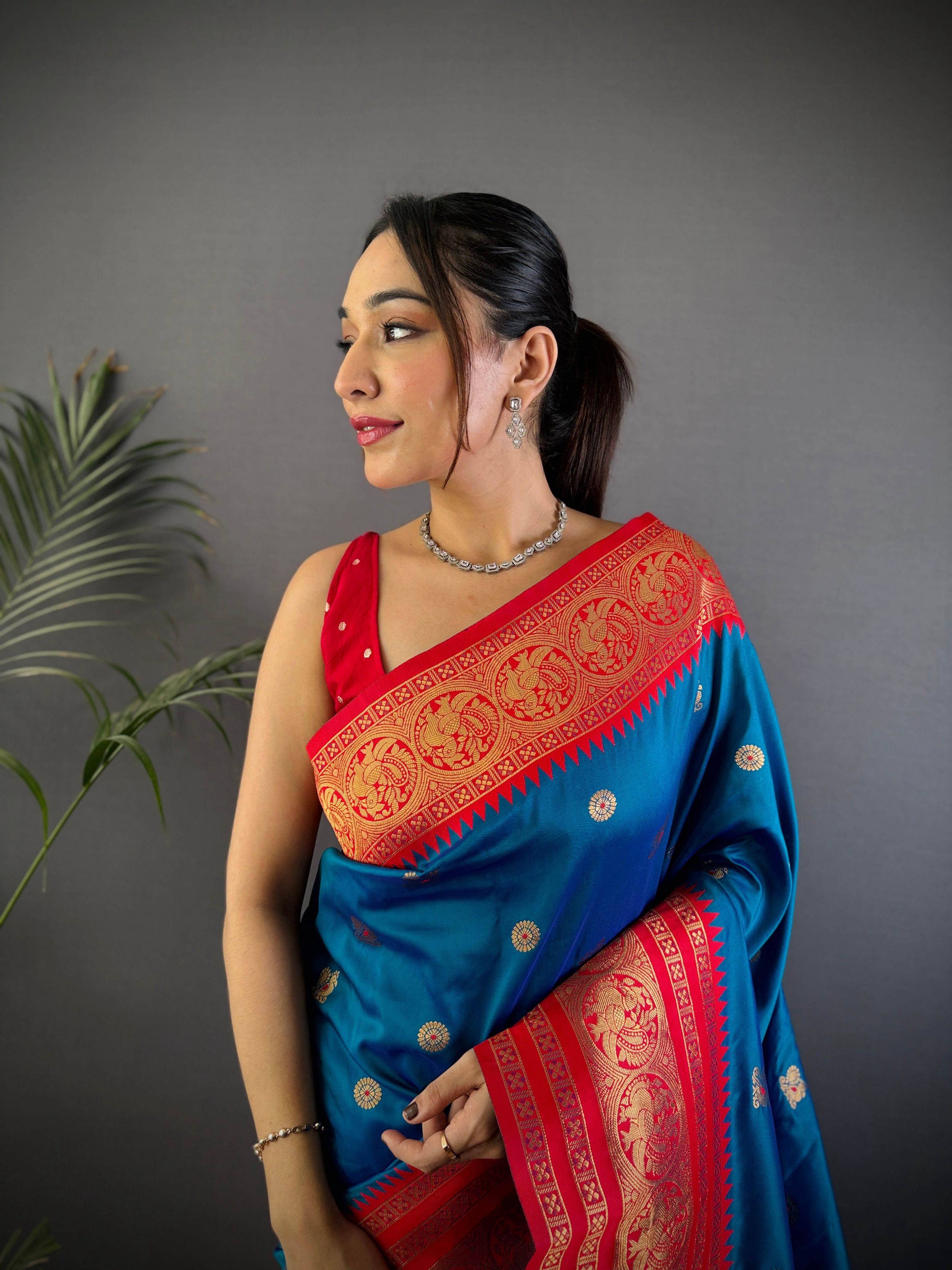 Sonakshi Women's Morepeach Soft Silk Zari Woven Traditional Saree with Blouse - Distacart