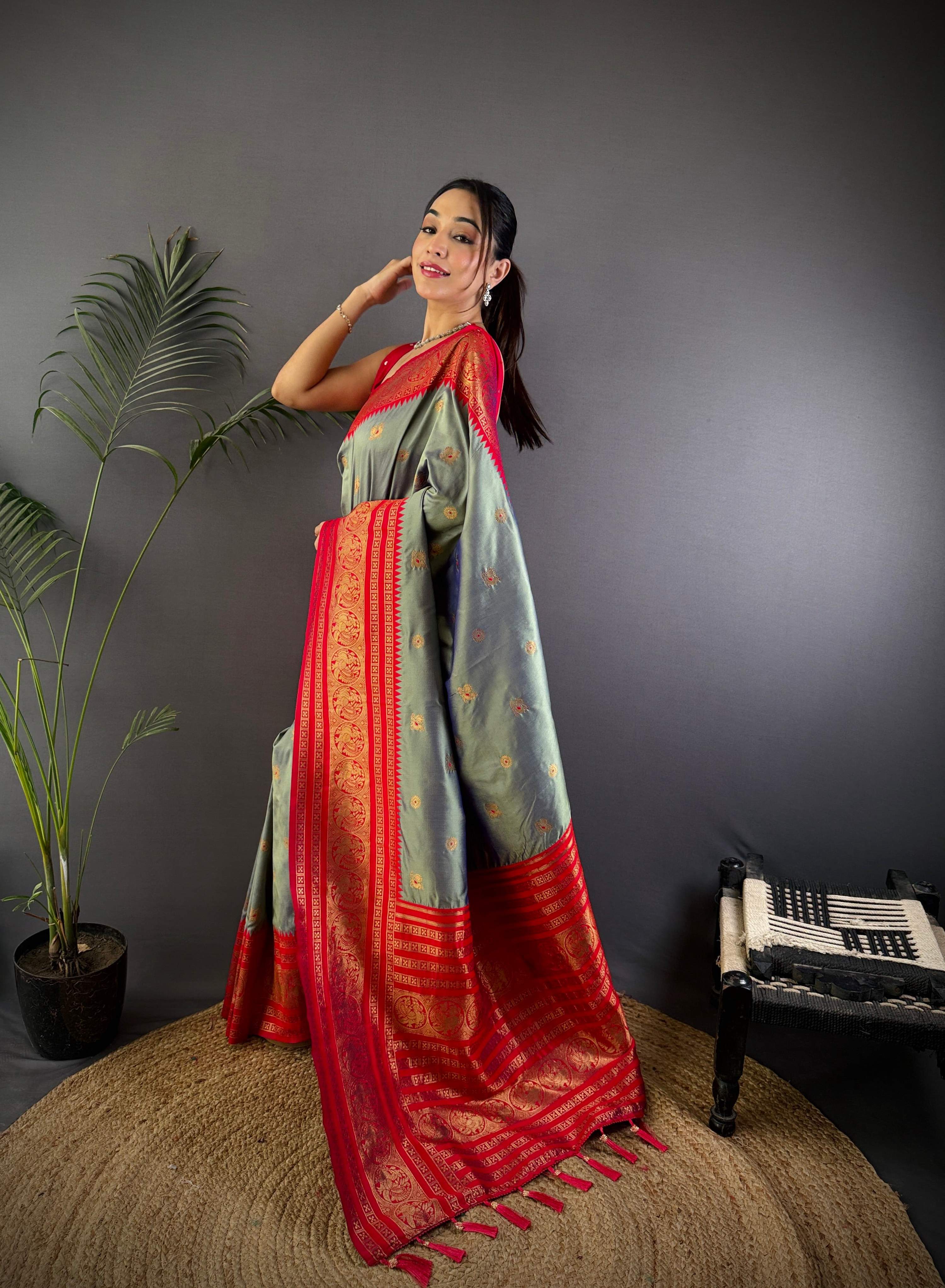 Sonakshi Women's Silver Soft Silk Zari Woven Traditional Saree with Blouse - Distacart