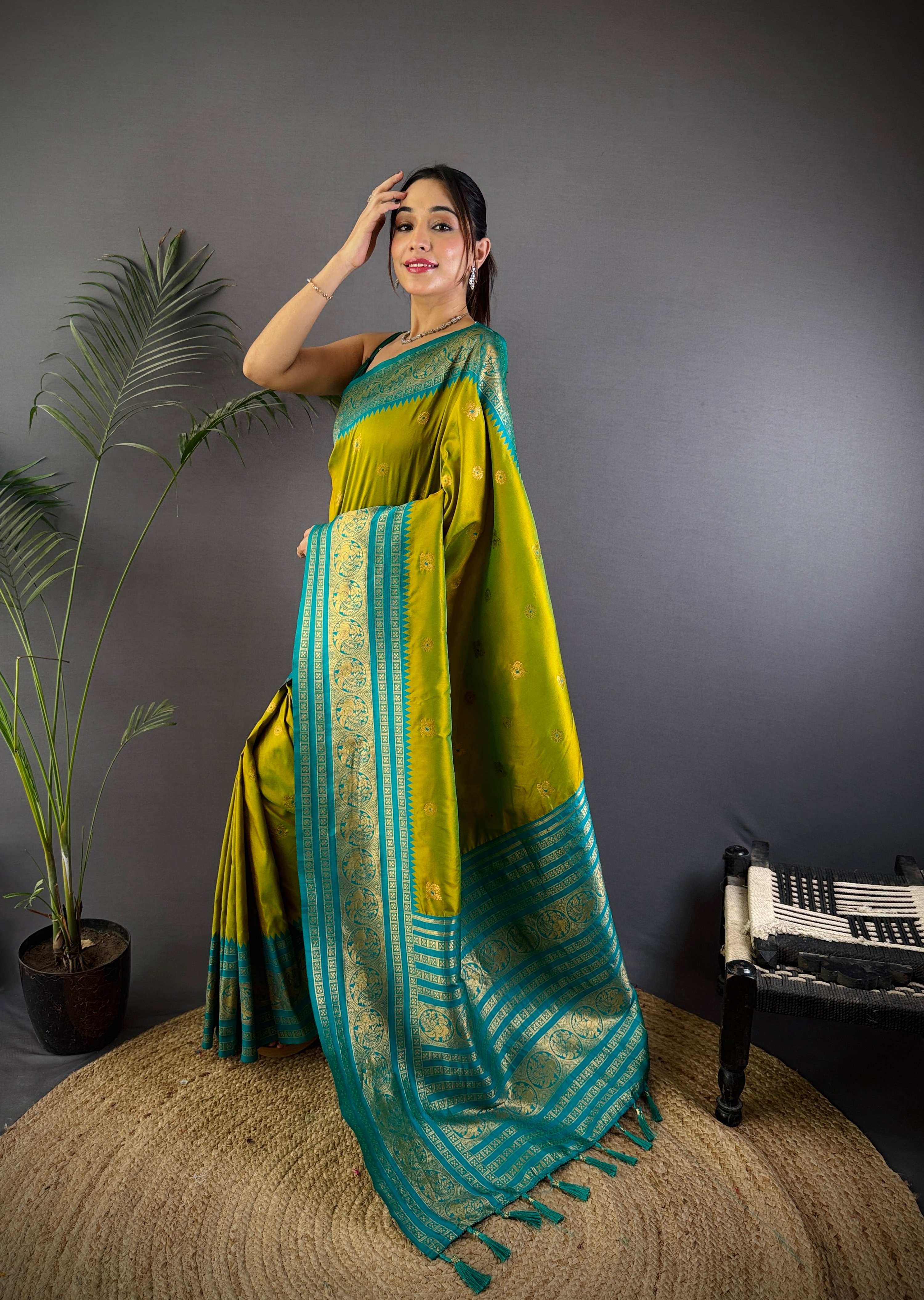 Sonakshi Women's Parrot Soft Silk Zari Woven Traditional Saree with Blouse - Distacart