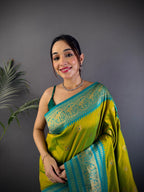 Sonakshi Women's Parrot Soft Silk Zari Woven Traditional Saree with Blouse - Distacart