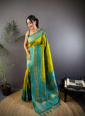 Sonakshi Women's Parrot Soft Silk Zari Woven Traditional Saree with Blouse - Distacart