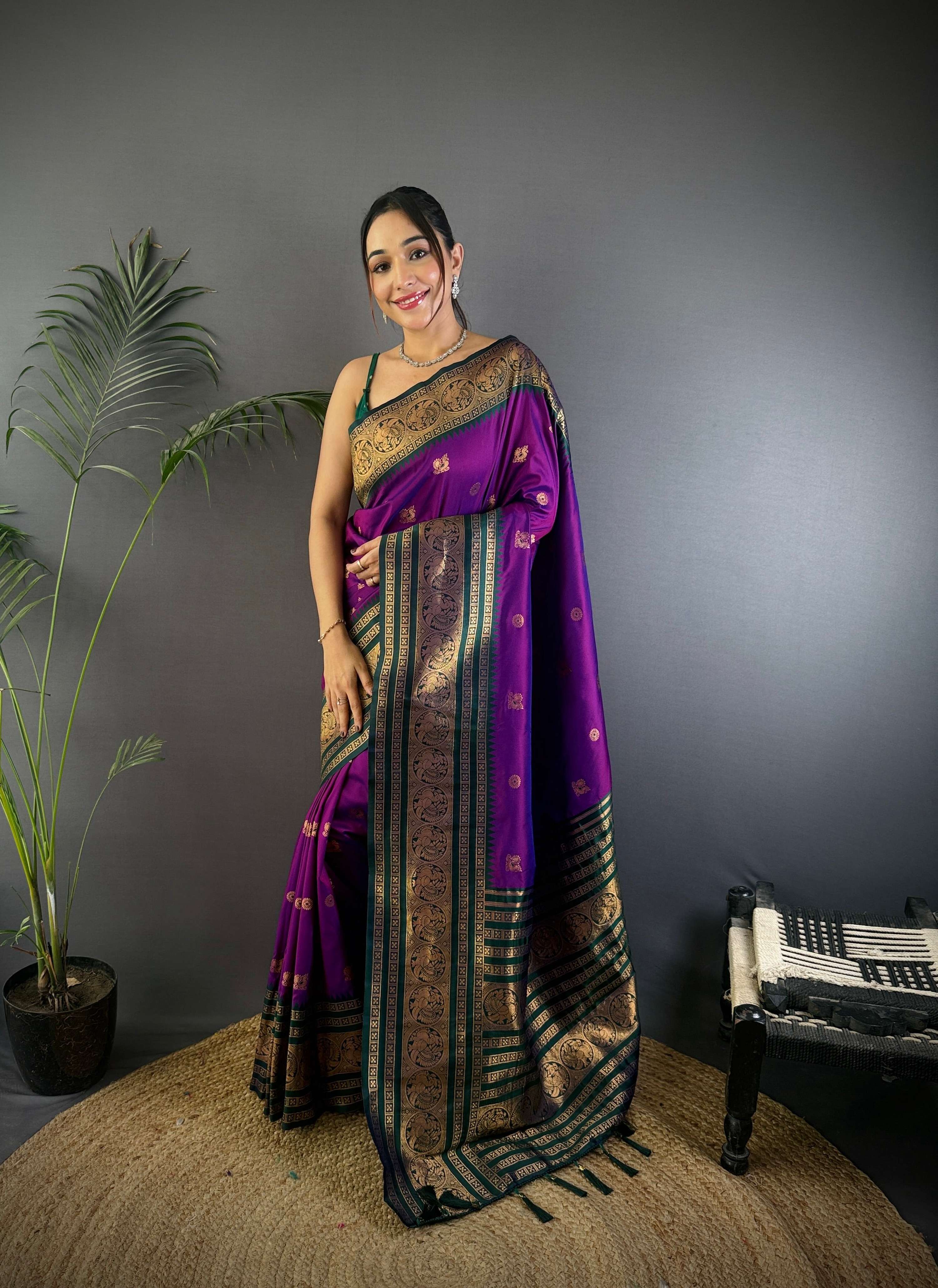 Sonakshi Women's Jamli Soft Silk Zari Woven Traditional Saree with Blouse - Distacart
