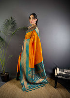 Sonakshi Women's Yellow Soft Silk Zari Woven Traditional Saree with Blouse - Distacart