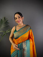 Sonakshi Women's Yellow Soft Silk Zari Woven Traditional Saree with Blouse - Distacart