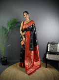 Sonakshi Women's Black Banarasi Silk Zari Woven Traditional Saree with Blouse - Distacart