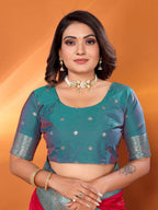 Sonakshi Women's Maharani Banarasi Silk Zari Woven Traditional Saree with Blouse - Distacart