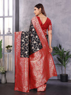 Sonakshi Women's Black Banarasi Silk Zari Woven Traditional Saree with Blouse - Distacart