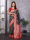 Sonakshi Women's Black Banarasi Silk Zari Woven Traditional Saree with Blouse - Distacart