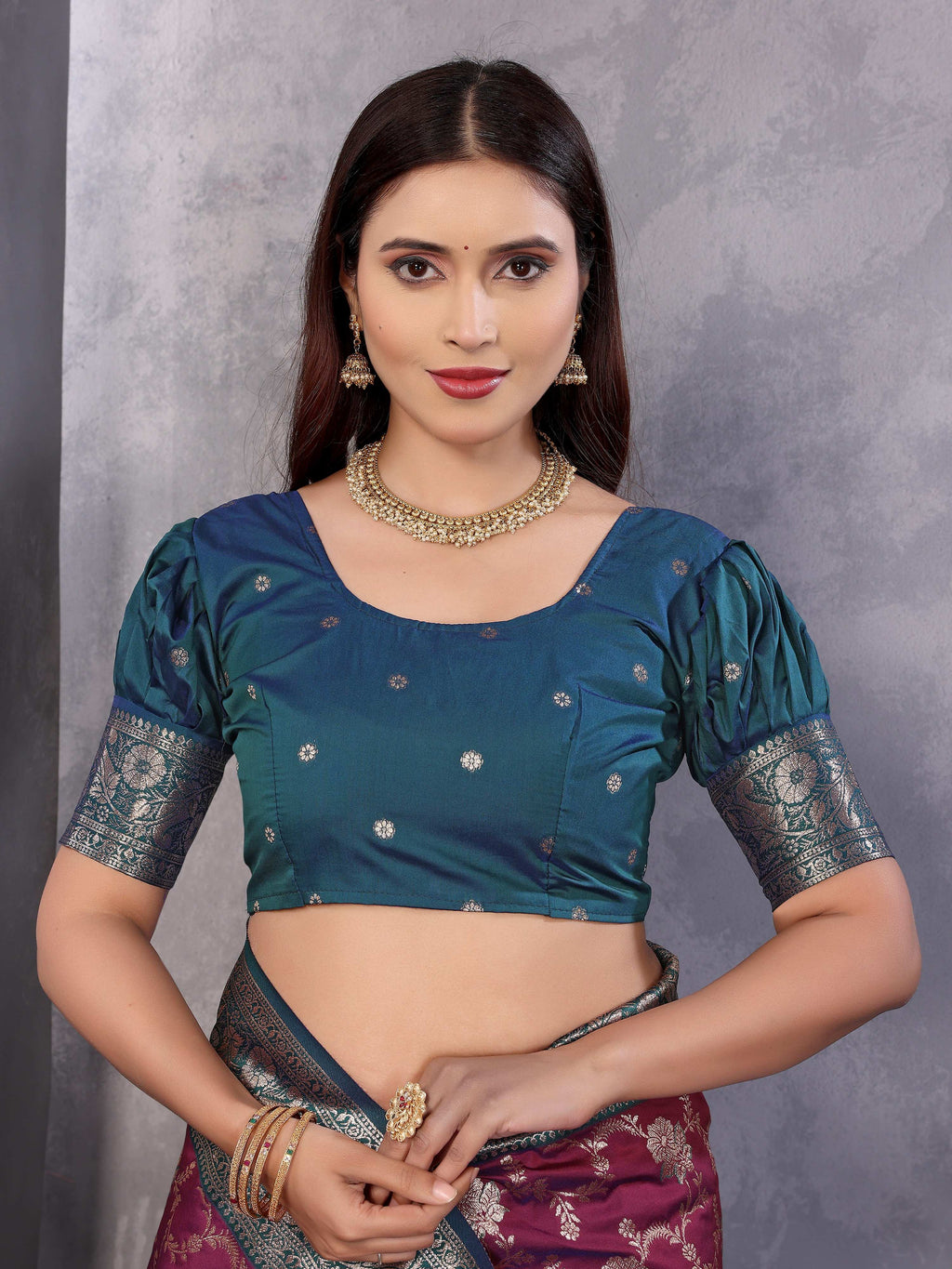 Sonakshi Women's Wine Banarasi Silk Zari Woven Traditional Saree with Blouse - Distacart