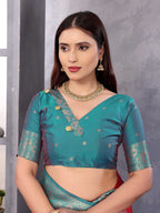 Sonakshi Women's Gajri Banarasi Silk Zari Woven Traditional Saree with Blouse - Distacart