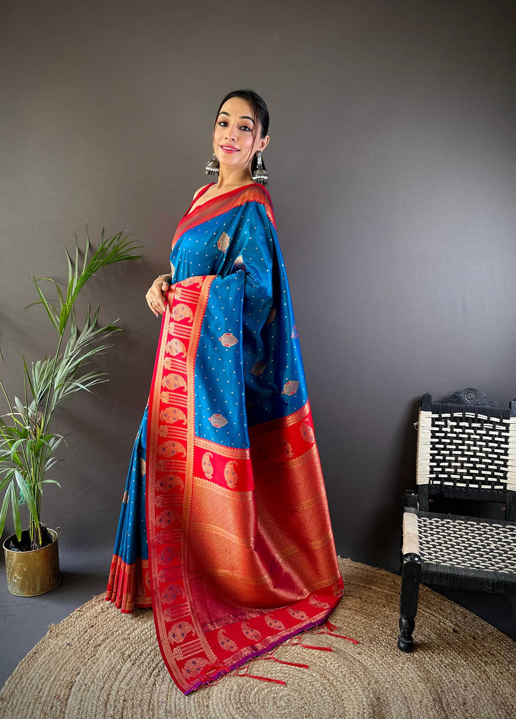 Sonakshi Women's Morepeach Banarasi Silk Zari Woven Traditional Saree with Blouse - Distacart