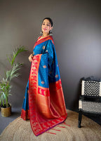 Sonakshi Women's Morepeach Banarasi Silk Zari Woven Traditional Saree with Blouse - Distacart