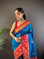 Sonakshi Women's Morepeach Banarasi Silk Zari Woven Traditional Saree with Blouse - Distacart