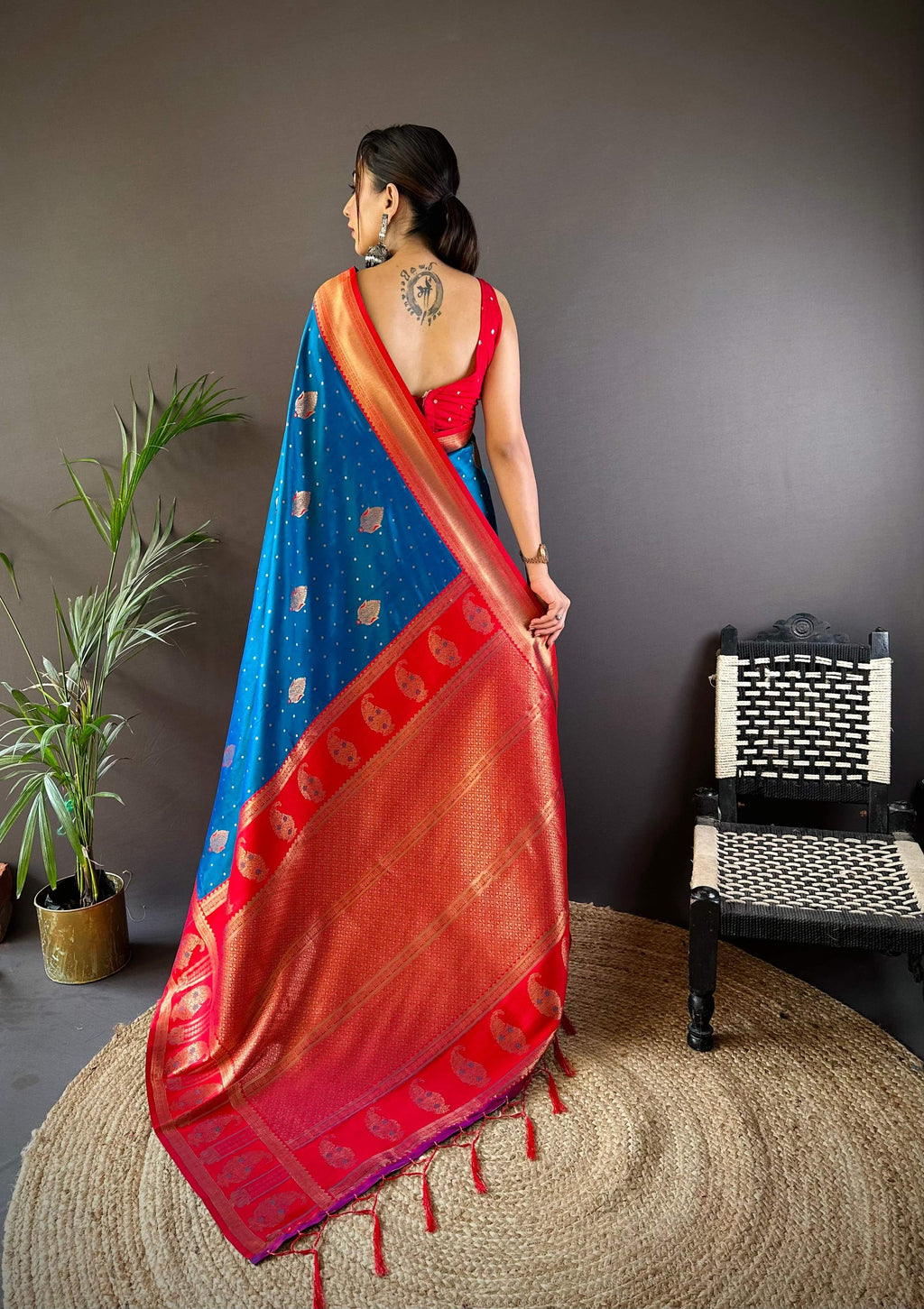 Sonakshi Women's Morepeach Banarasi Silk Zari Woven Traditional Saree with Blouse - Distacart