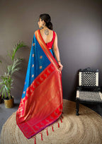 Sonakshi Women's Morepeach Banarasi Silk Zari Woven Traditional Saree with Blouse - Distacart