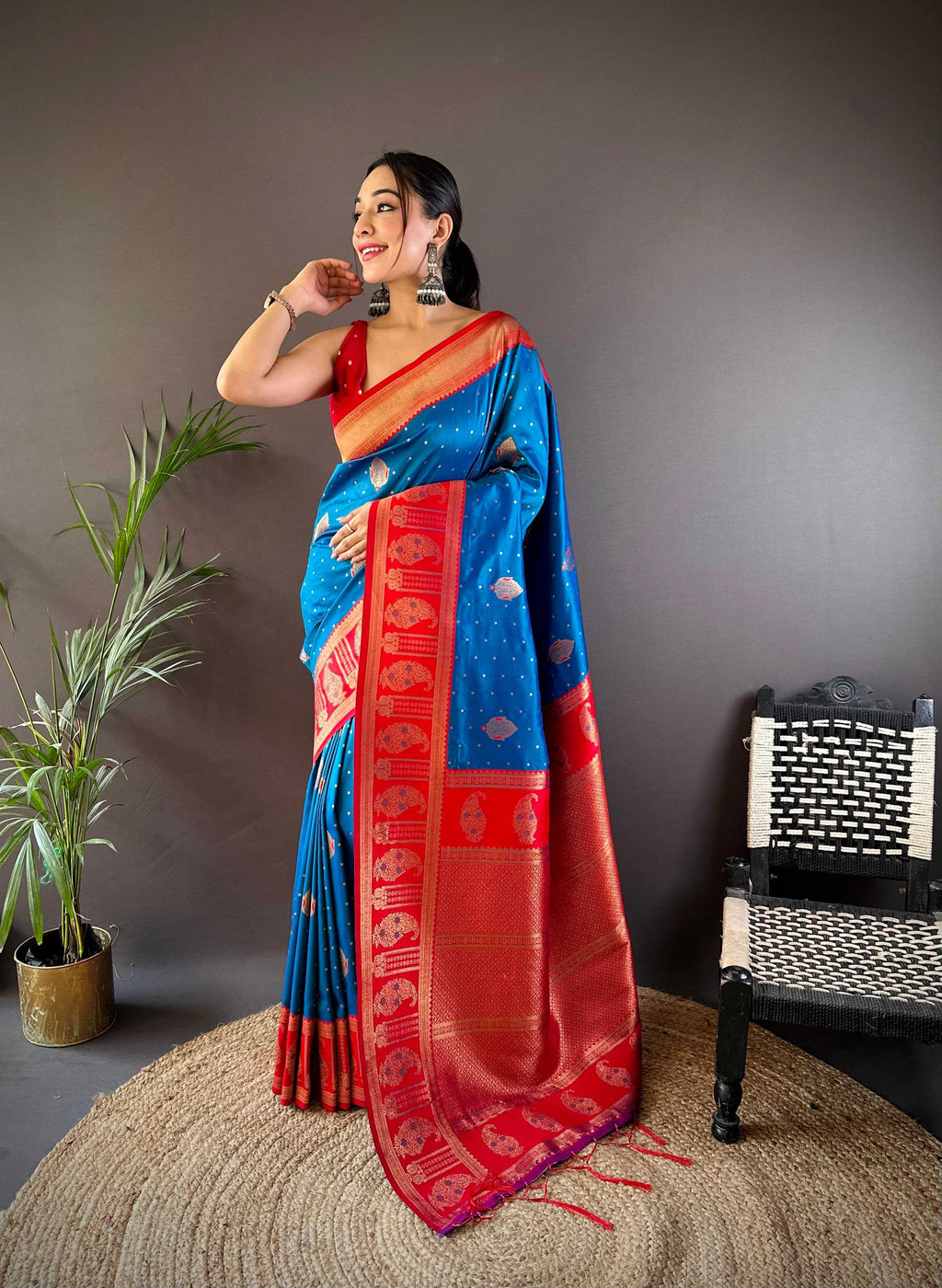 Sonakshi Women's Morepeach Banarasi Silk Zari Woven Traditional Saree with Blouse - Distacart