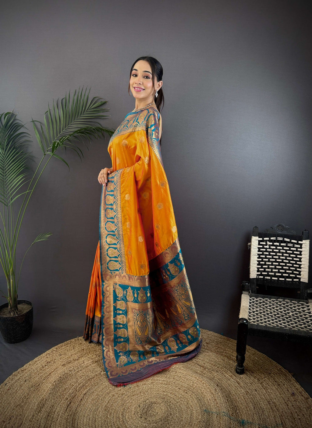 Sonakshi Women's Morepeech Banarasi Silk Zari Woven Traditional Saree with Blouse - Distacart