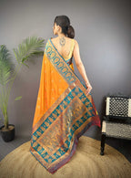 Sonakshi Women's Morepeech Banarasi Silk Zari Woven Traditional Saree with Blouse - Distacart