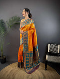 Sonakshi Women's Morepeech Banarasi Silk Zari Woven Traditional Saree with Blouse - Distacart