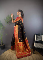 Sonakshi Women's Black Banarasi Silk Zari Woven Traditional Saree with Blouse - Distacart
