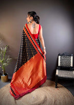 Sonakshi Women's Black Banarasi Silk Zari Woven Traditional Saree with Blouse - Distacart