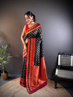 Sonakshi Women's Black Banarasi Silk Zari Woven Traditional Saree with Blouse - Distacart