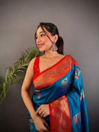 Sonakshi Women's Seagreen Banarasi Silk Zari Woven Traditional Saree with Blouse - Distacart