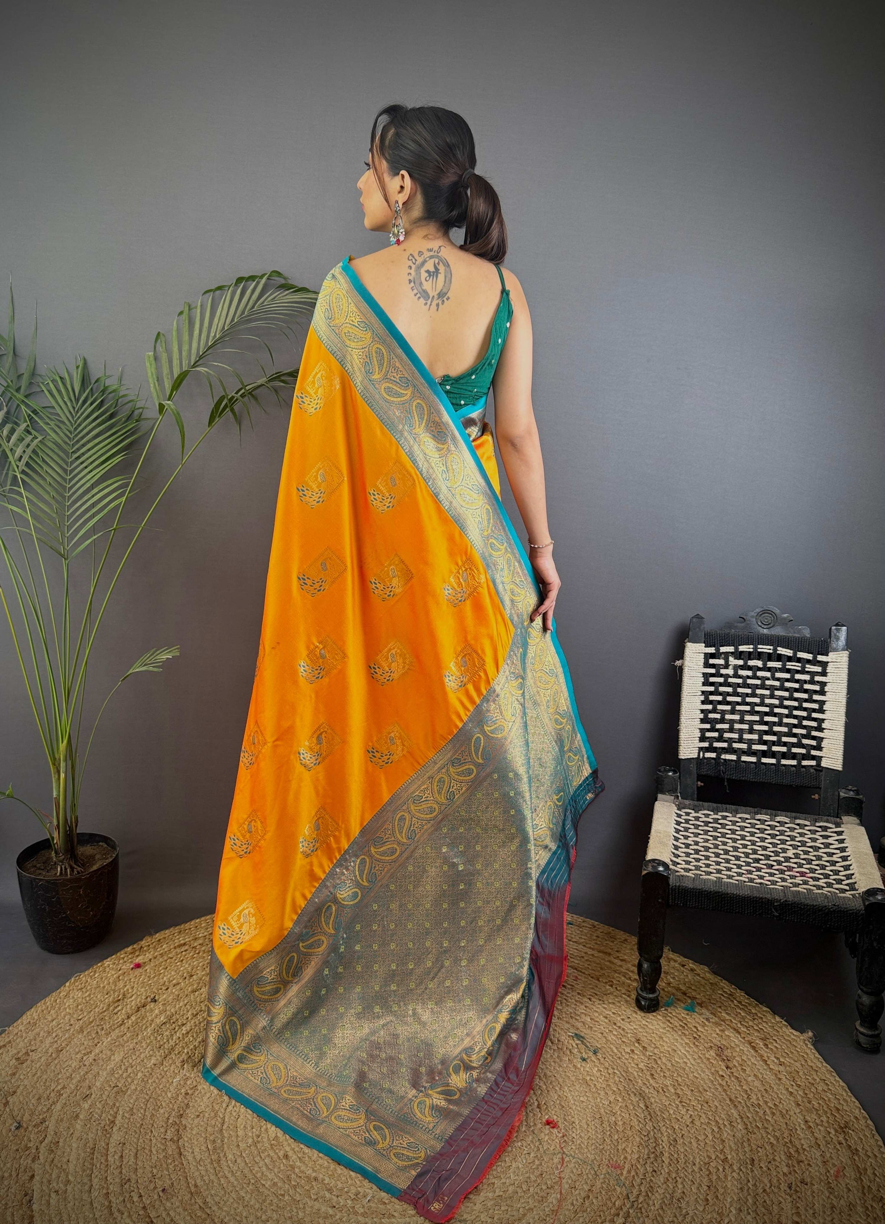 Sonakshi Women's Red Banarasi Silk Zari Woven Traditional Saree with Blouse - Distacart
