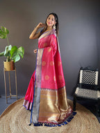 Sonakshi Women's Maharani Banarasi Silk Zari Woven Traditional Saree with Blouse - Distacart