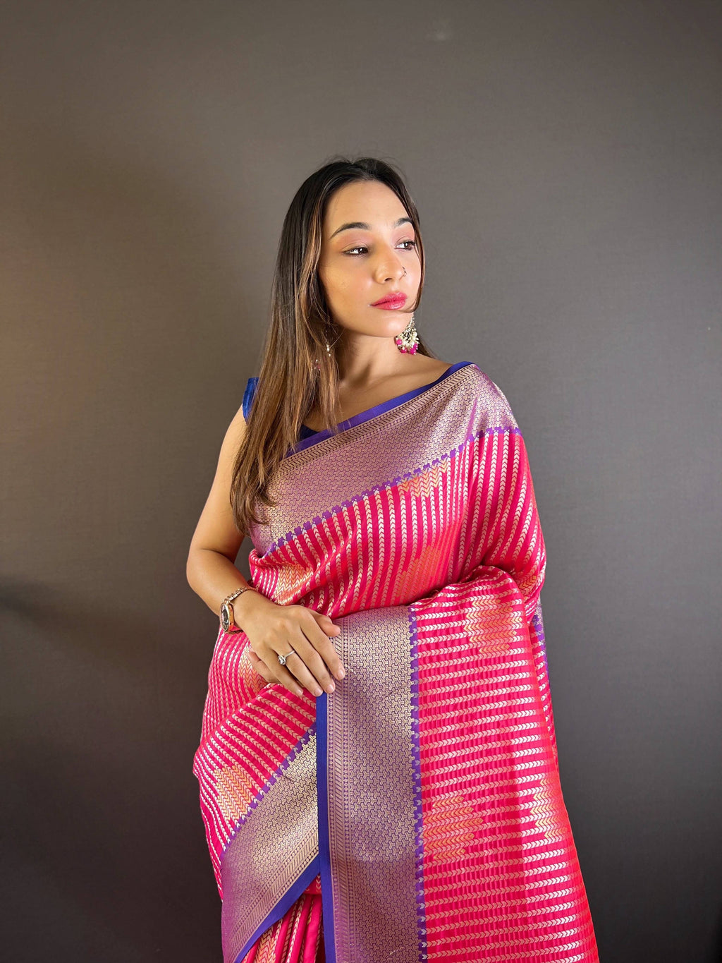 Sonakshi Women's Maharani Banarasi Silk Zari Woven Traditional Saree with Blouse - Distacart