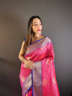 Sonakshi Women's Maharani Banarasi Silk Zari Woven Traditional Saree with Blouse - Distacart