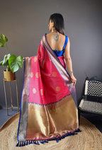 Sonakshi Women's Maharani Banarasi Silk Zari Woven Traditional Saree with Blouse - Distacart