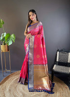 Sonakshi Women's Maharani Banarasi Silk Zari Woven Traditional Saree with Blouse - Distacart