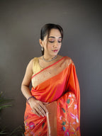 Sonakshi Women's Fenta Paithani Silk Zari Woven Traditional Saree with Blouse - Distacart