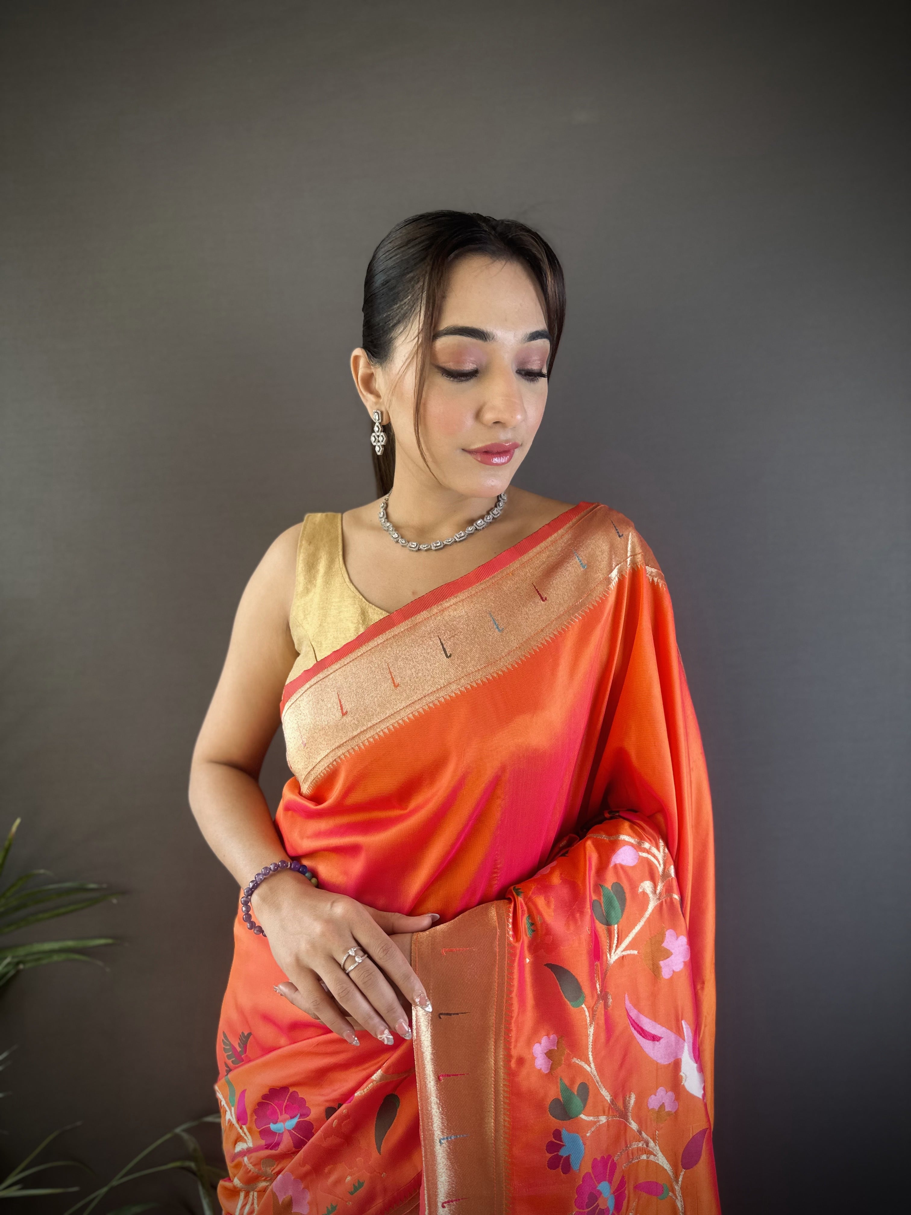 Sonakshi Women's Fenta Paithani Silk Zari Woven Traditional Saree with Blouse - Distacart