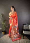Sonakshi Women's Fenta Paithani Silk Zari Woven Traditional Saree with Blouse - Distacart