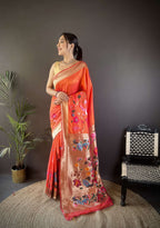 Sonakshi Women's Fenta Paithani Silk Zari Woven Traditional Saree with Blouse - Distacart