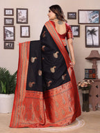 Sonakshi Women's Black Banarasi Silk Zari Woven Traditional Saree with Blouse - Distacart