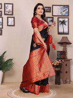 Sonakshi Women's Black Banarasi Silk Zari Woven Traditional Saree with Blouse - Distacart