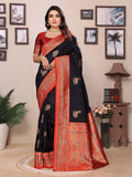 Sonakshi Women's Black Banarasi Silk Zari Woven Traditional Saree with Blouse - Distacart
