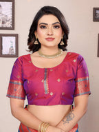 Sonakshi Women's Morepeach Banarasi Silk Zari Woven Traditional Saree with Blouse - Distacart