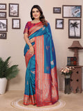 Sonakshi Women's Morepeach Banarasi Silk Zari Woven Traditional Saree with Blouse - Distacart