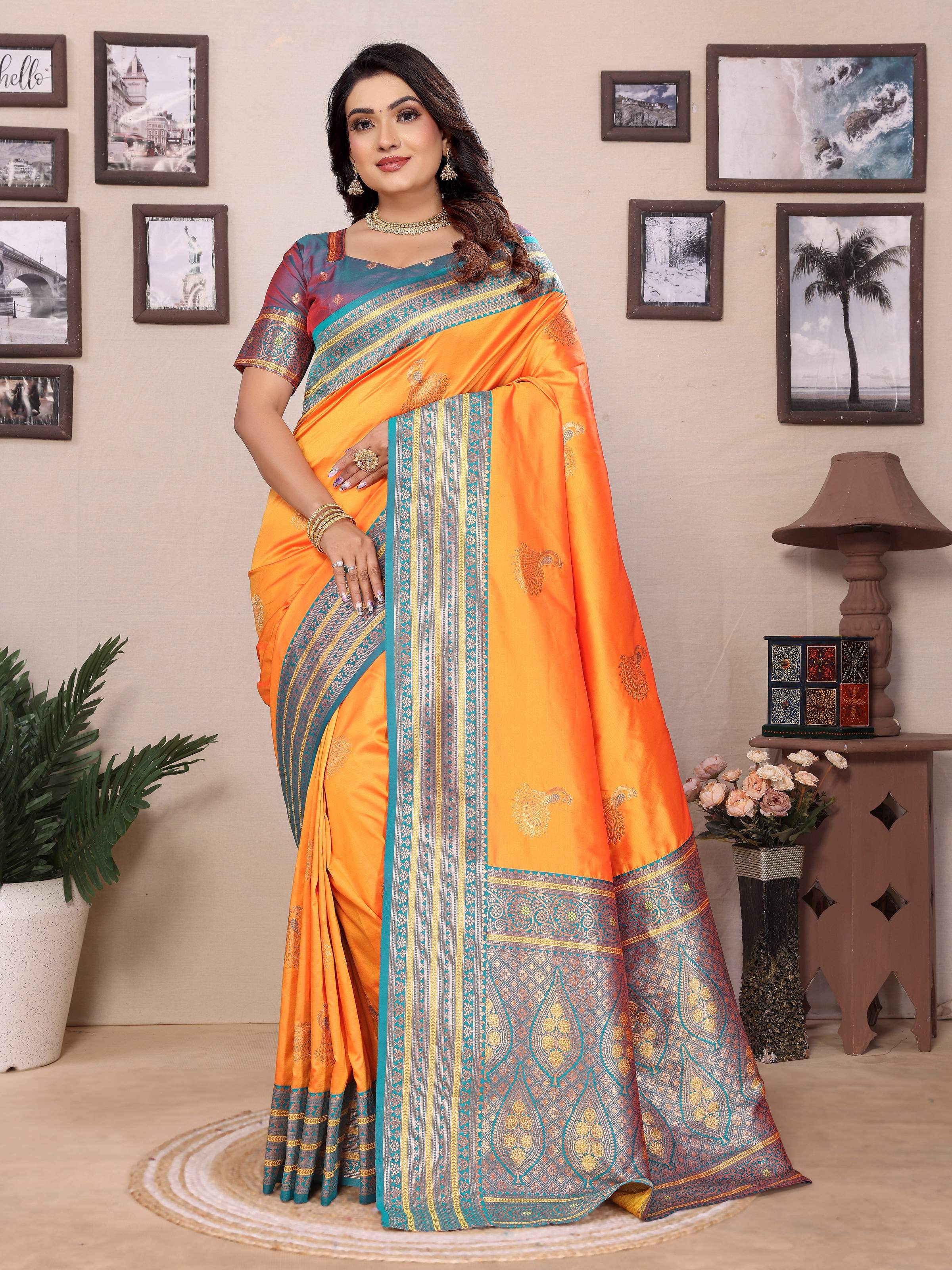 Sonakshi Women's Fenta Banarasi Silk Zari Woven Traditional Saree with Blouse - Distacart