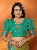 Sonakshi Women's Parrot Banarasi Silk Zari Woven Traditional Saree with Blouse - Distacart