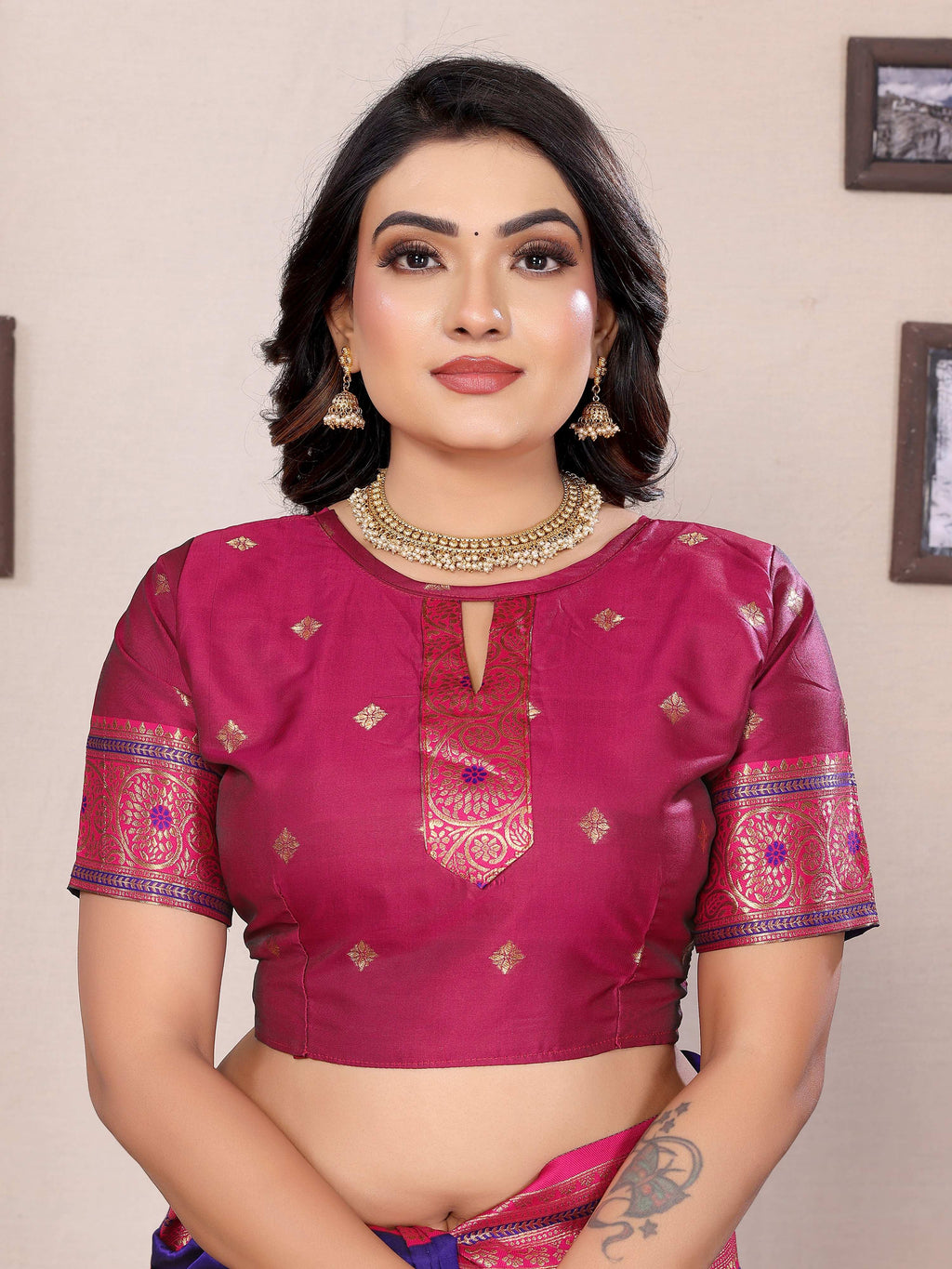 Sonakshi Women's Royal Blue Banarasi Silk Zari Woven Traditional Saree with Blouse - Distacart