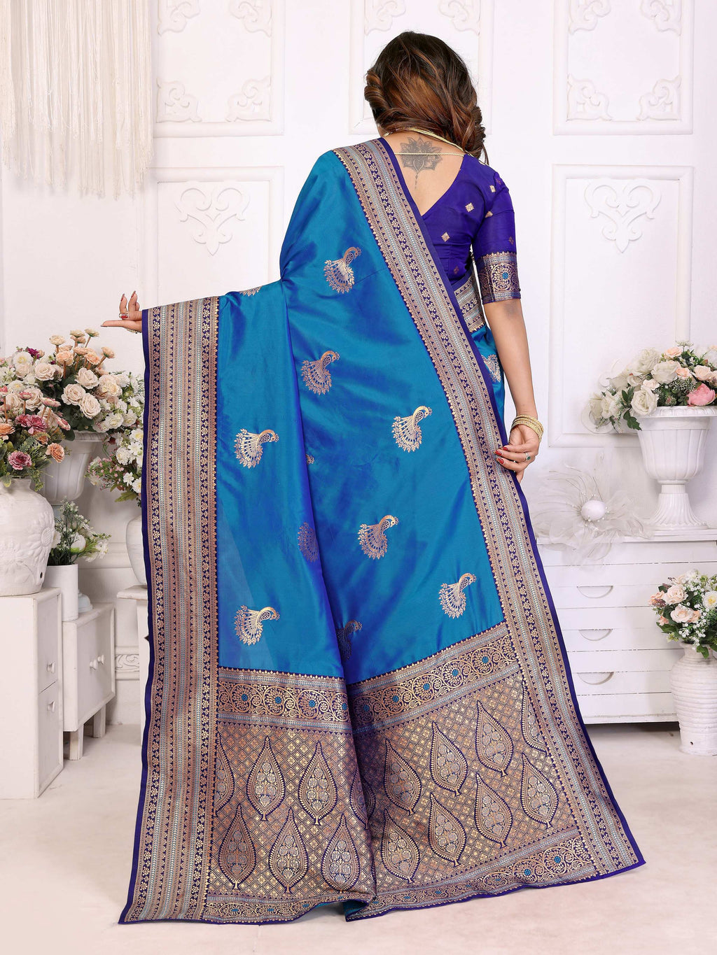 Sonakshi Women's Feroji Banarasi Silk Zari Woven Traditional Saree with Blouse - Distacart