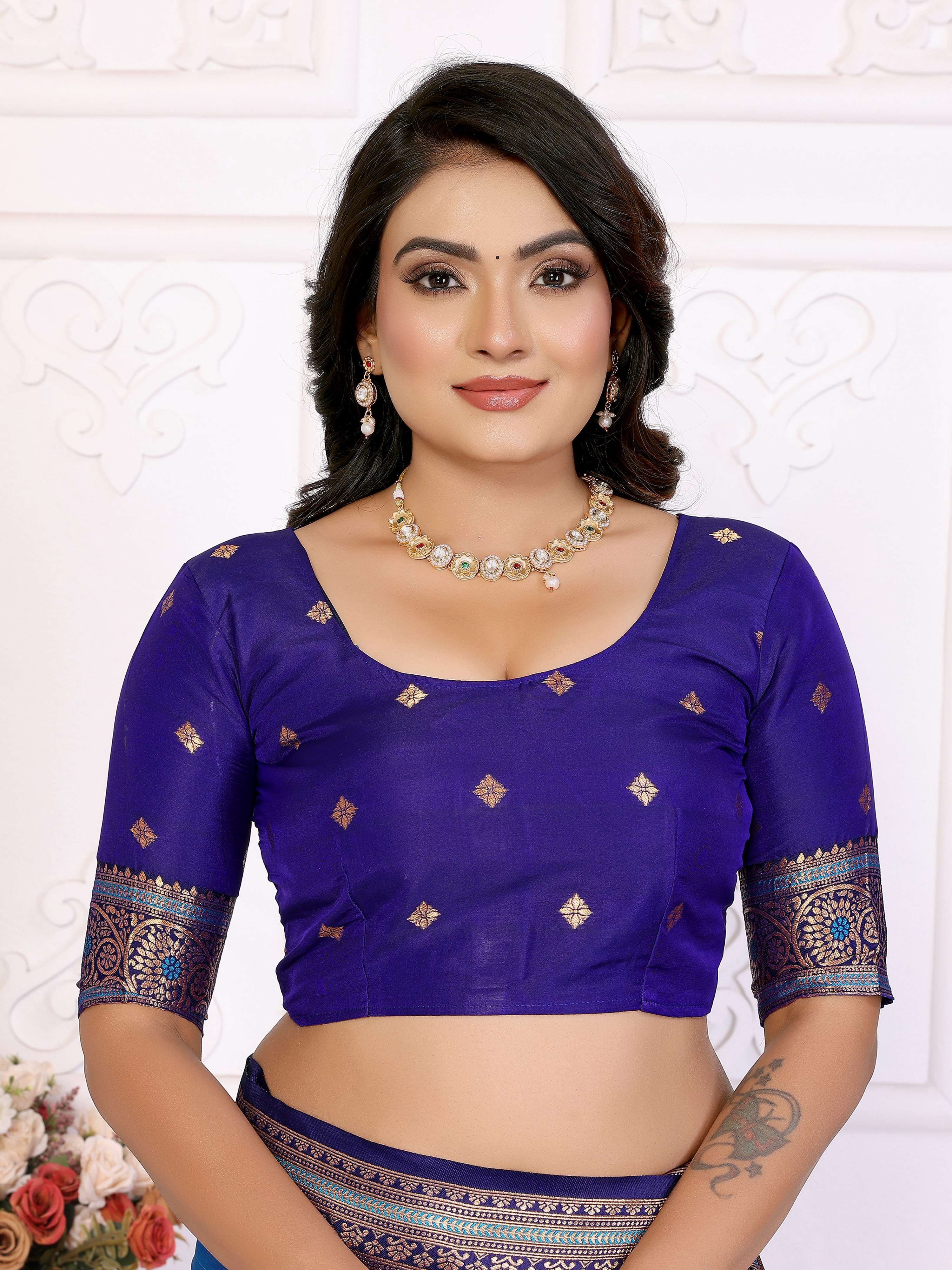 Sonakshi Women's Feroji Banarasi Silk Zari Woven Traditional Saree with Blouse - Distacart
