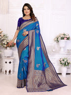 Sonakshi Women's Feroji Banarasi Silk Zari Woven Traditional Saree with Blouse - Distacart